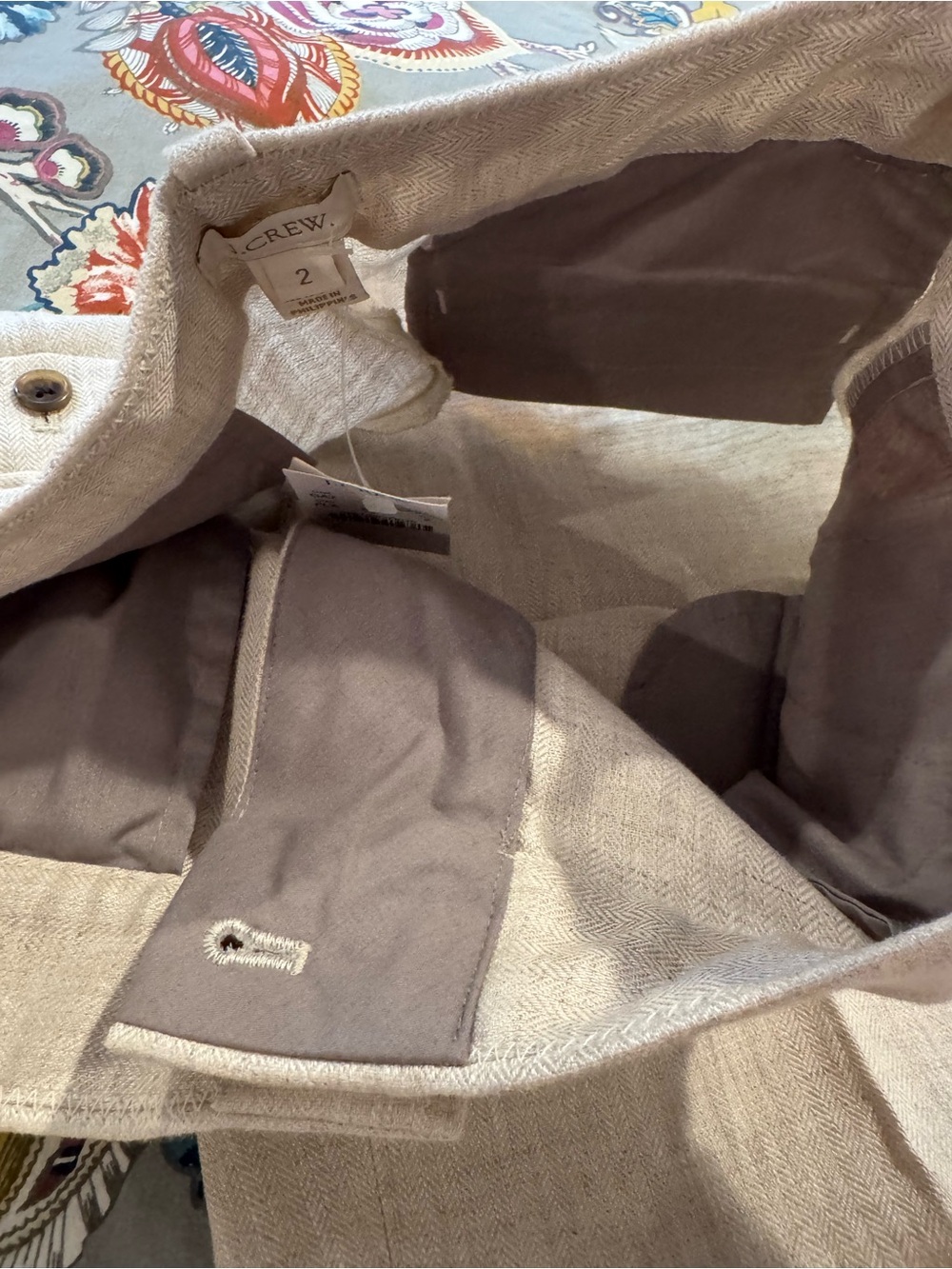 J. Crew Flax Color Herringbone 100% Linen Trousers - Picture 6 of 12